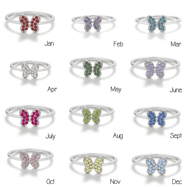 Sterling Silver Pink Butterfly Ring with CZs for Kids