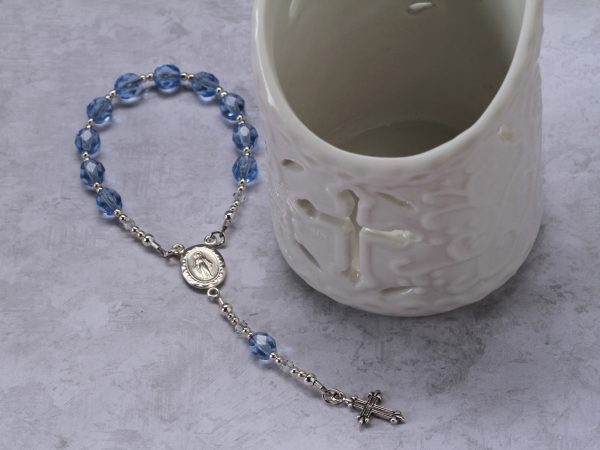 Sterling Silver Blue Baby Rosary Baptism Gift - Cherished Moments Jewelry