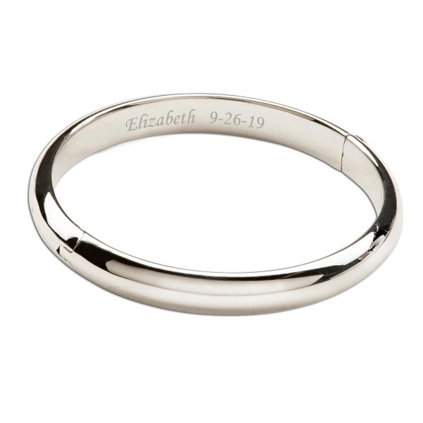 Sterling Silver Baby Bangle Bracelet with FREE Engraving – Bangle (Classic)