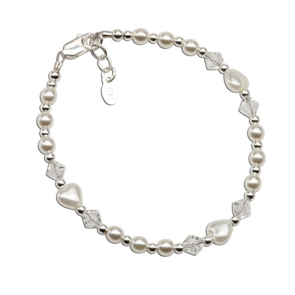 Baptism Bracelet with Pearl Hearts