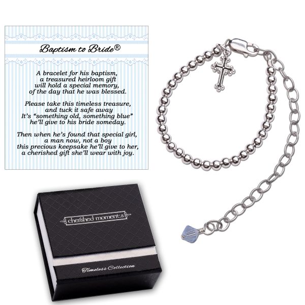 Boy's Baptism to Bride® Sterling Silver Baptism Bracelet for Baby Boy - Cherished Moments Jewelry