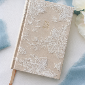 Girl’s Floral White Embroidered Bible with Gold-Gilded Pages