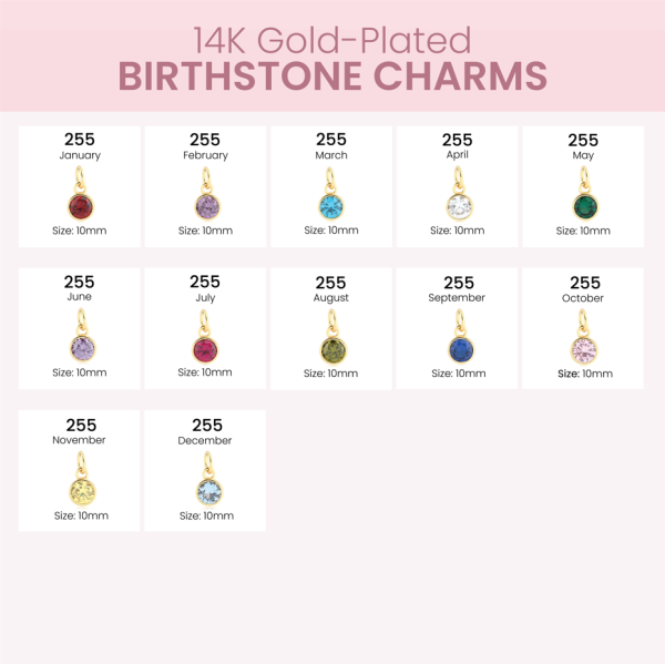 14K Gold-Plated Charms for Bracelets or Necklaces, Individual Charms