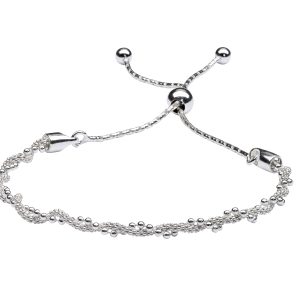 Sterling Silver Bolo Bracelet for Women and Girls with Elegant Twist Design Adjustable Slide Closure