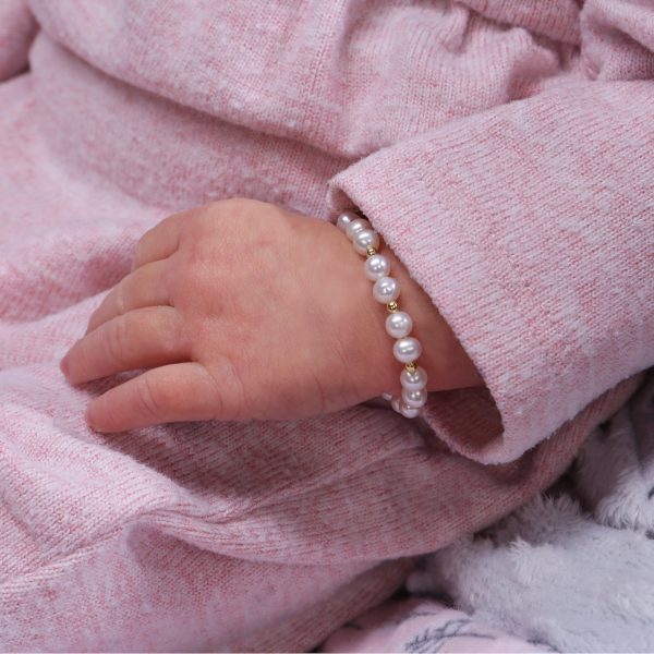 14K Gold Plated Simulated Pearl Baby and Kids Bracelet