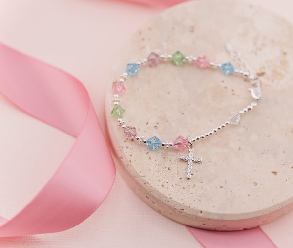 Children’s Crystal Rosary Bracelet with Cross