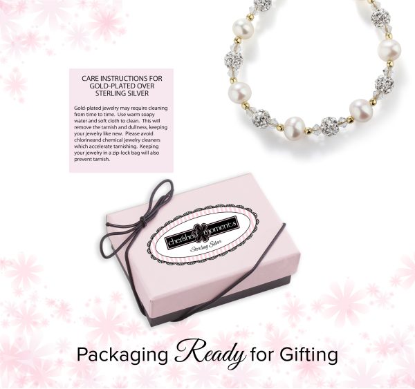 14K Gold Plated Simulated Pearl and Sparkling Stardust Children’s Bracelet