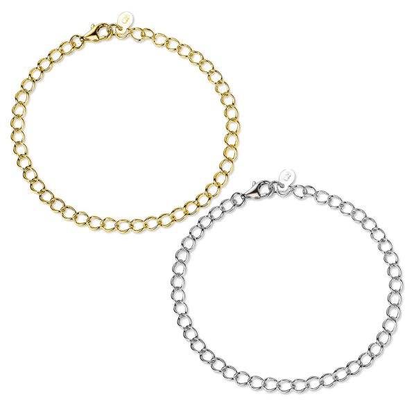 14k Gold-Plated or Sterling Silver Charm Bracelet Base for Adding and Collecting Charms