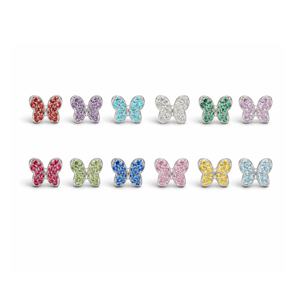 Sterling Silver Kid’s Birthstone Butterfly Earrings for Toddlers and Girls
