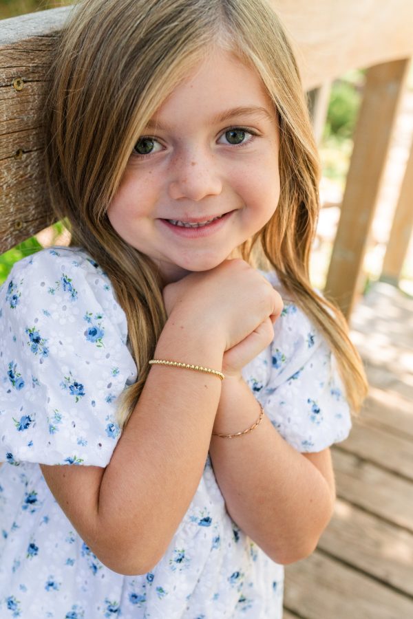 14K Gold-Plated Dainty 2mm or 3mm Beaded Bracelet for Babies, Girls, Teens, and Women