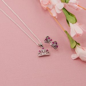 Sterling Silver Little Girls Princess Tiara Necklace
