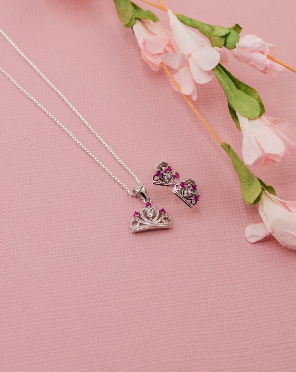 Sterling Silver Little Girls Princess Tiara Necklace