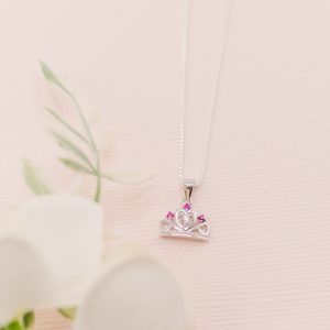 Sterling Silver Little Girls Princess Tiara Necklace