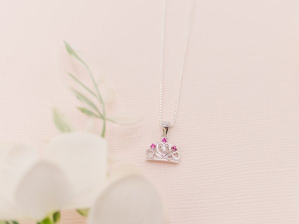 Sterling Silver Little Girls Princess Tiara Necklace