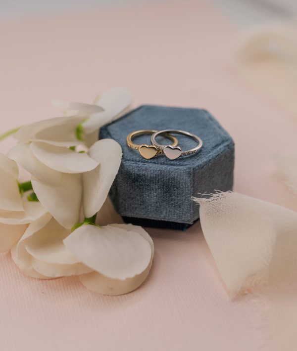 14K Gold-Plated Heart Personalized Initial Ring w/ CZs for Toddlers, Kids, Little Girls