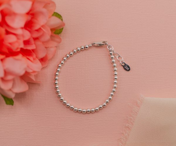 Sterling Silver Dainty 2mm or 3mm Beaded Bracelet for Little Girls, Kids, and Teens