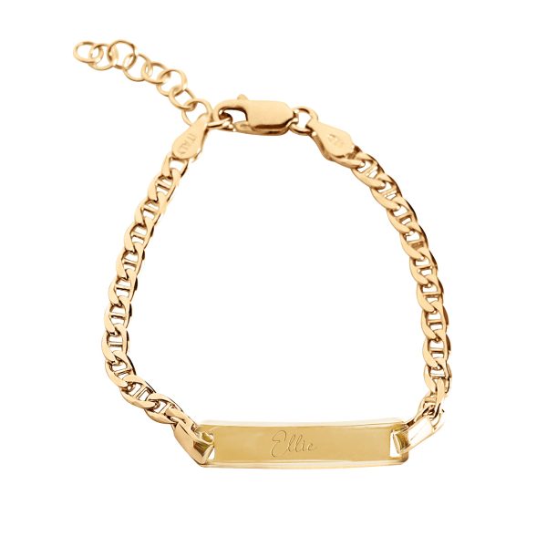14K Gold-Plated or Sterling Silver I.D. Bracelet for Kids with FREE Engraving-Classic
