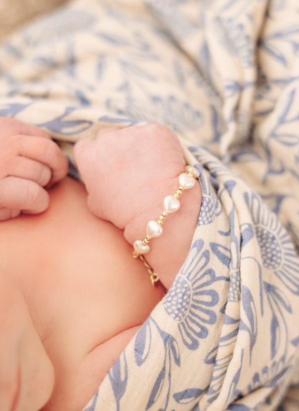 Millie – 14K-Gold Plated Czech Heart Pearl Baby and Girl’s Bracelet