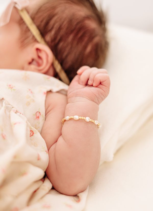 14K Gold-Plated Freshwater Pearl Gold Beaded Bracelet for Little Girls, Teens and Women