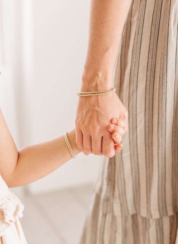 Mom and Me 14K Gold-Plated Dainty 2mm or 3mm Beaded Bracelet