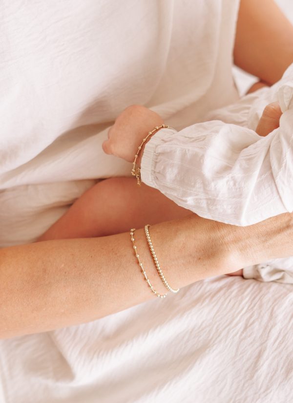 Mom and Me 14K Gold-Plated Dainty Gold Beaded Bracelet