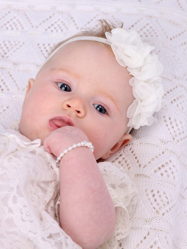 Ivory Lace Baptism Shoe and Headband Set