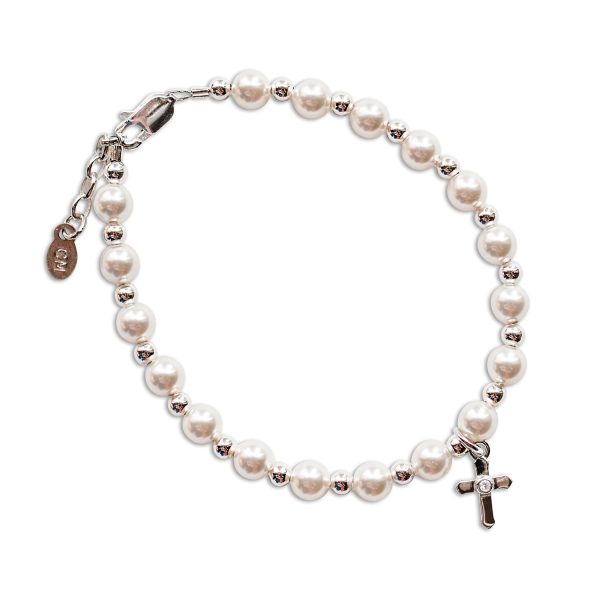 Sterling Silver First Communion Cross Bracelet - Cherished Moments Jewelry