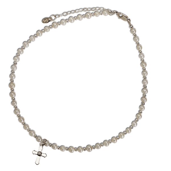 Sterling Silver First Communion Cross Necklace - Cherished Moments Jewelry