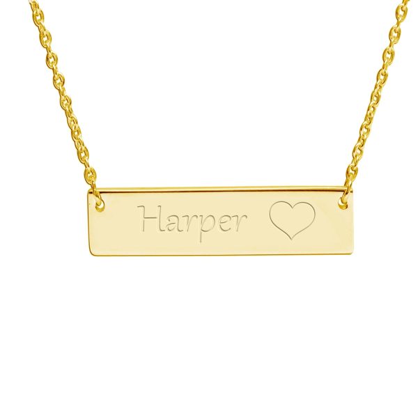 14K Gold-Plated Children’s or Women’s Bar Necklace
