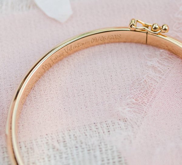 14K Gold-Plated Bangle Bracelet for Babies, Kids, or Women with FREE Engraving – Classic