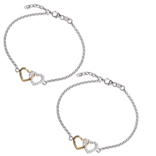 Mom and Me Bracelet Set – Double Hearts Gold-Plated/Sterling Silver