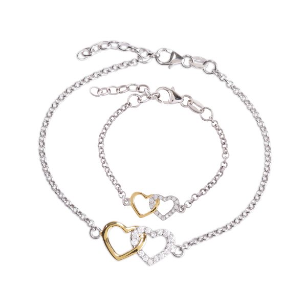 Mom and Me Bracelet Set – Double Hearts Gold-Plated/Sterling Silver