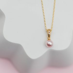 14K Gold-Plated Children’s Pink Pearl Necklace for Kids