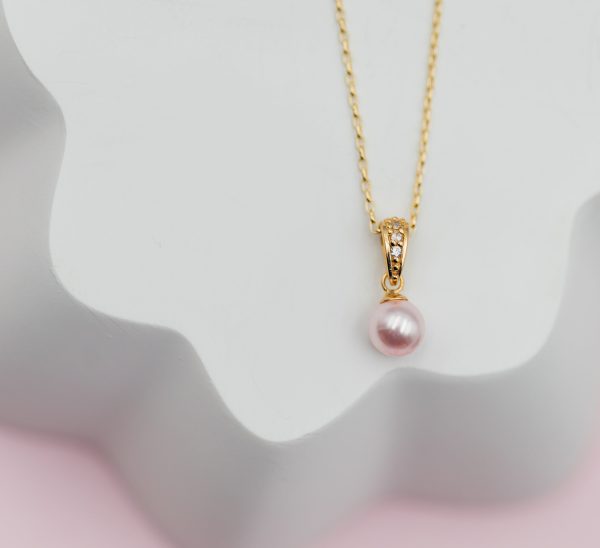 14K Gold-Plated Children’s Pink Pearl Necklace for Kids
