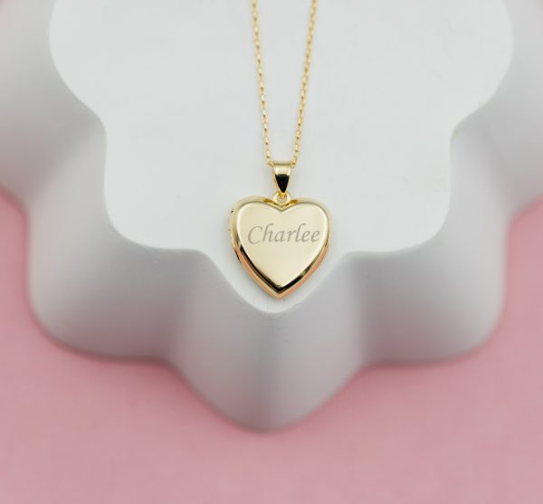 14K Gold-Plated Children’s Personalized Heart Locket Necklace