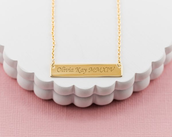 14K Gold-Plated Children’s or Women’s Bar Necklace