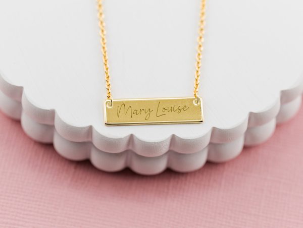 14K Gold-Plated Children’s or Women’s Bar Necklace