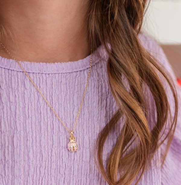 Pink or Red Ladybug Necklace for Little Girls