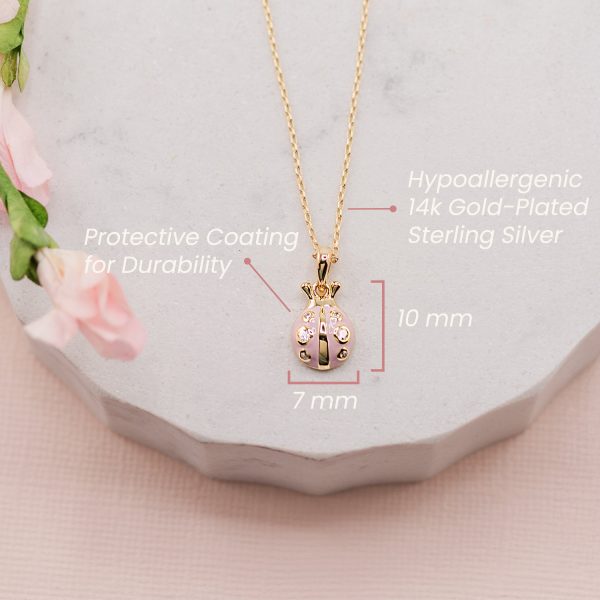 Pink or Red Ladybug Necklace for Little Girls