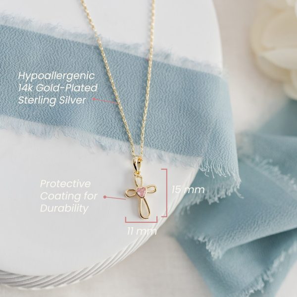 Infinity Heart Cross Necklace for Girl’s with Heart Cubic Zirconia