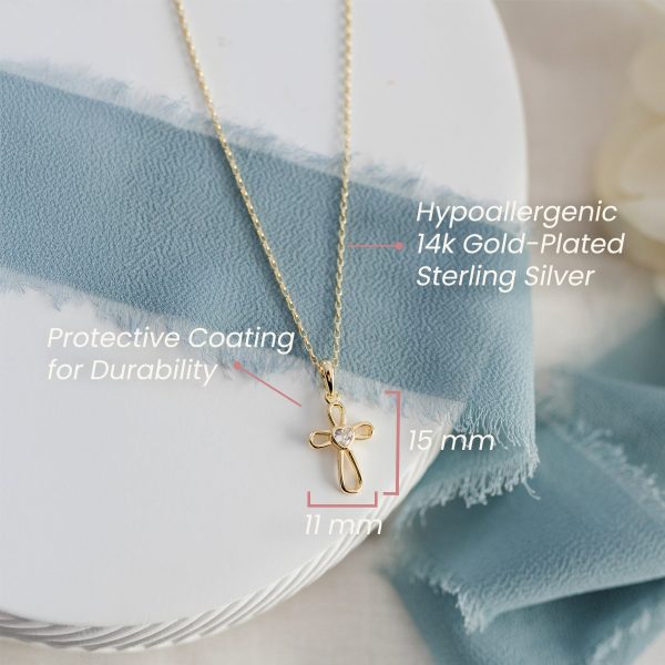 Infinity Heart Cross Necklace for Girl’s with Heart Cubic Zirconia