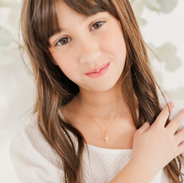 Infinity Heart Cross Necklace for Girl’s with Heart Cubic Zirconia
