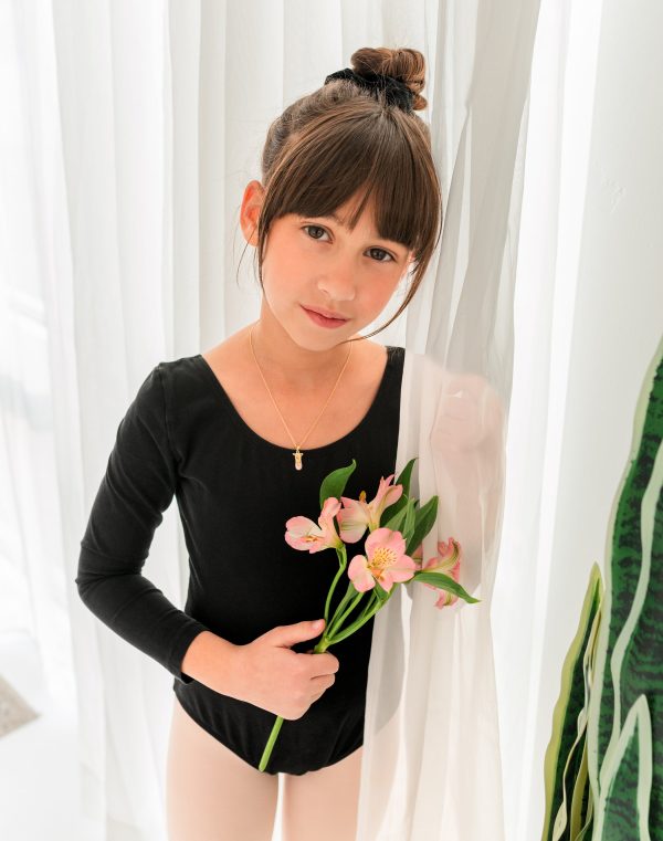 Children’s 14K Gold-Plated Pink Ballet Slipper Necklace for Kids and Girls
