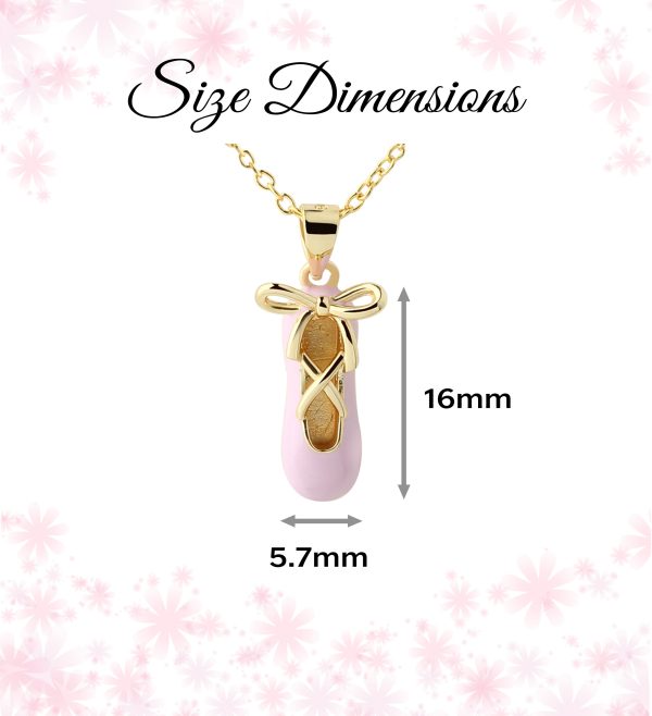 Children’s 14K Gold-Plated Pink Ballet Slipper Necklace for Kids and Girls