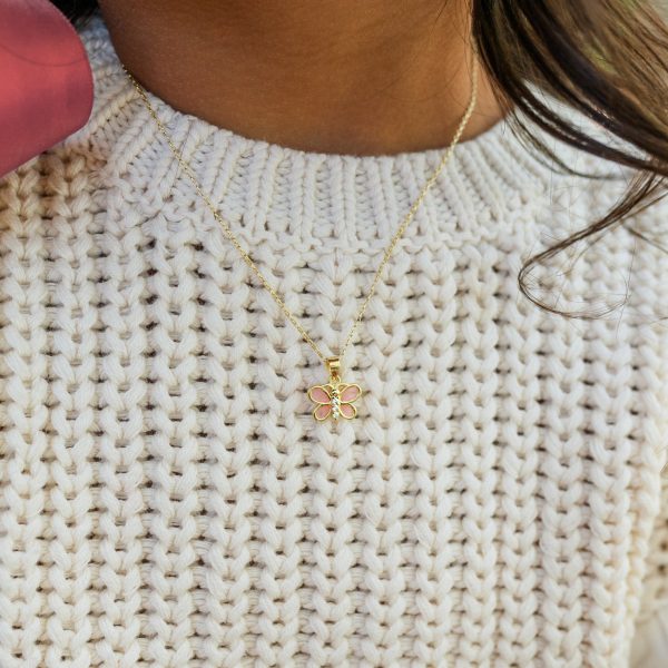 Children’s Pink Butterfly Earrings with Cubic Zirconias