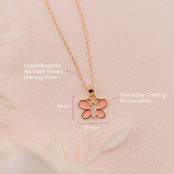 Children’s Pink Butterfly Earrings with Cubic Zirconias