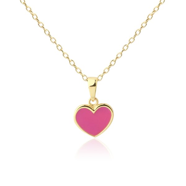 Children’s 14K Silver or Gold-Plated Fuchsia Pink Heart Necklace for Girls & Kids