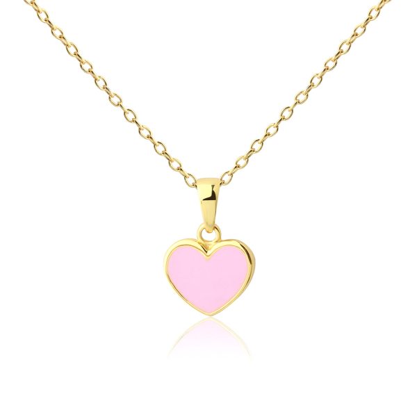 Children’s 14K Silver or Gold-Plated Fuchsia Pink Heart Necklace for Girls & Kids