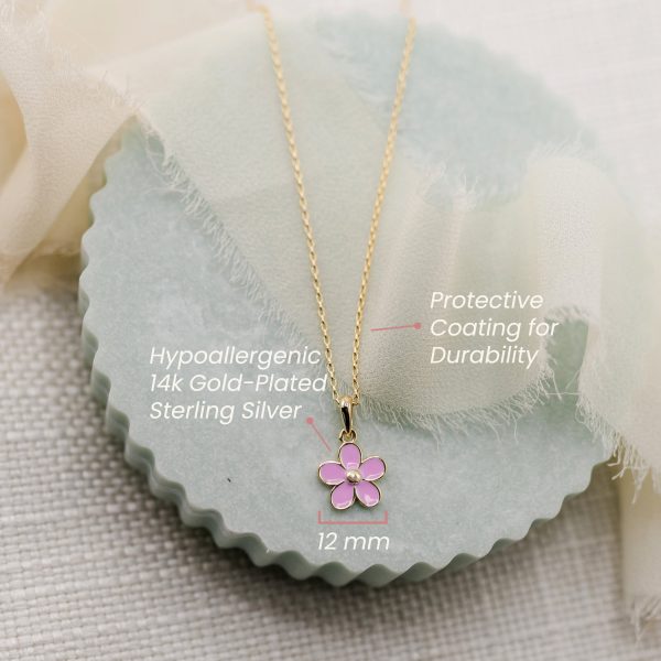 14K-Gold Plated Daisy Necklace for Girls