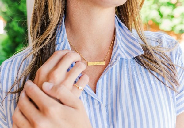14K Gold-Plated Children’s or Women’s Bar Necklace